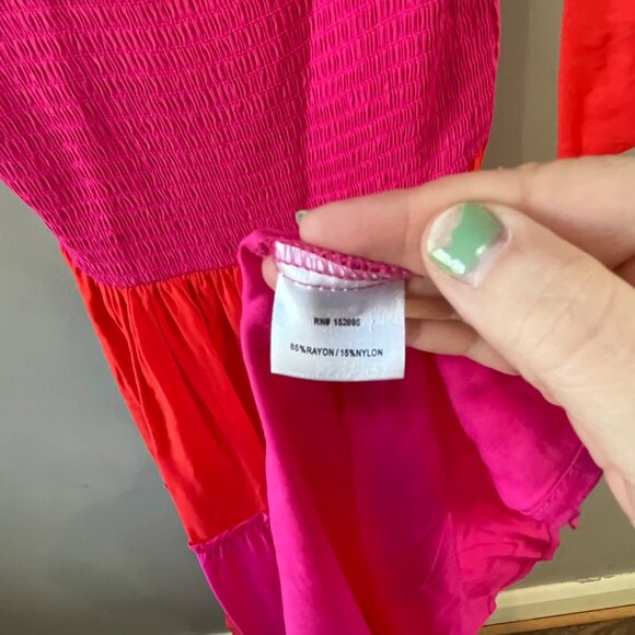 Koko & Mason Tie Should Tiered Maxi Dress In‎ Pink/ Orange- Size M - Picture 2 of 5